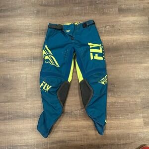 Fly Racing Kinetic Performance Youth Motocross Pants Teal Yellow Size 22 MX Gear